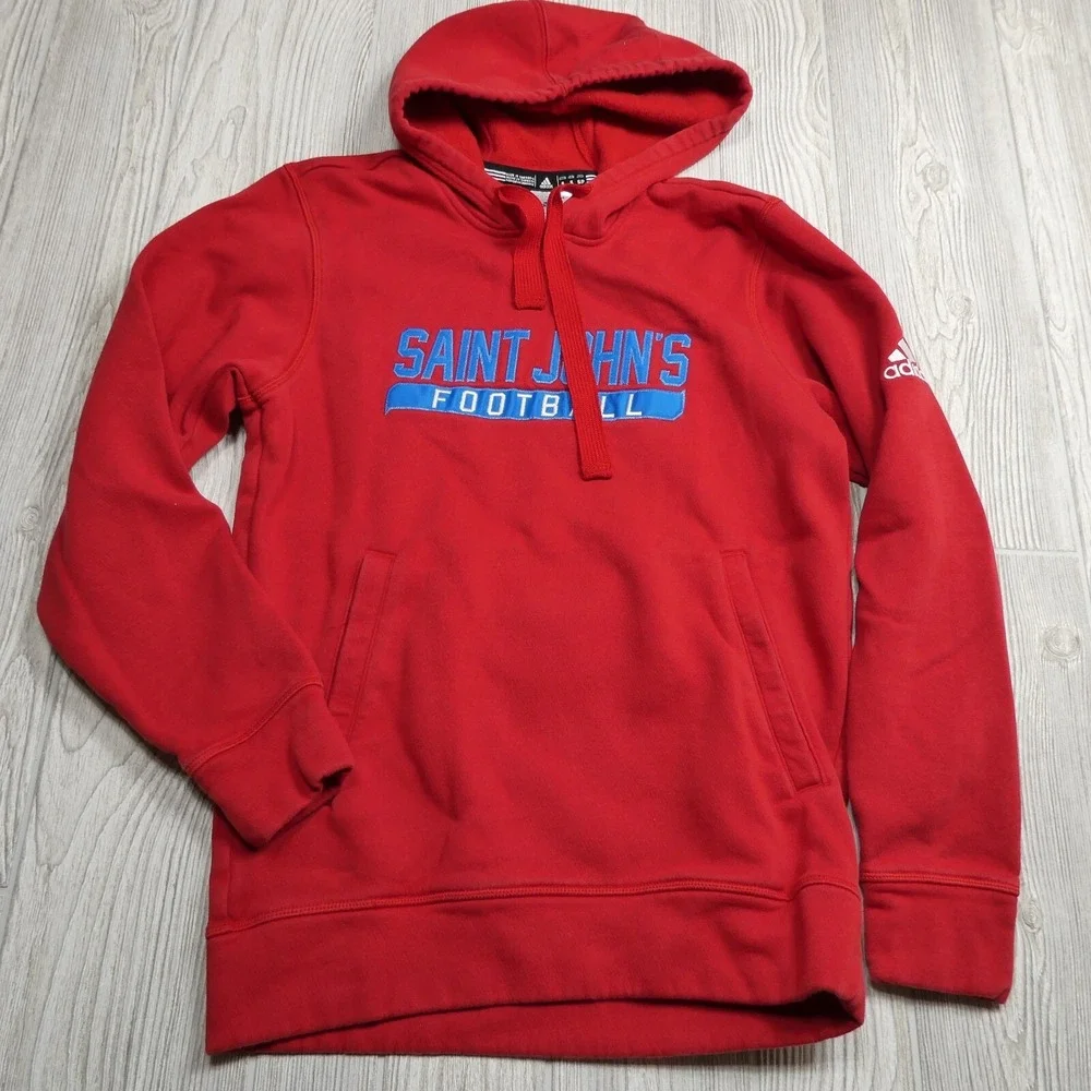 Adidas Hoodie Adult Small Saint John's Football Red Hooded‎ Sweatshirt Fleece